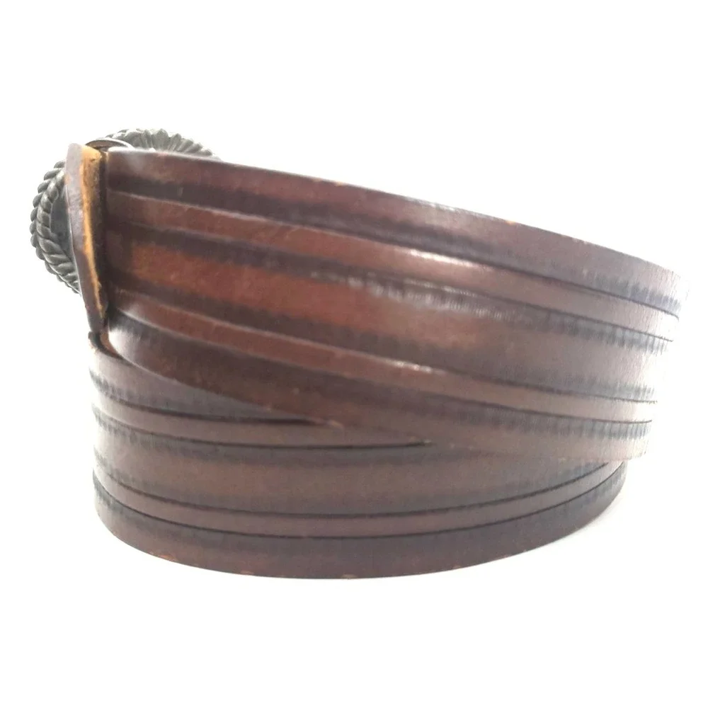 Browning Mens Belt Genuine‎ Full Grain Leather sz 38 With Wolf Head Buckle